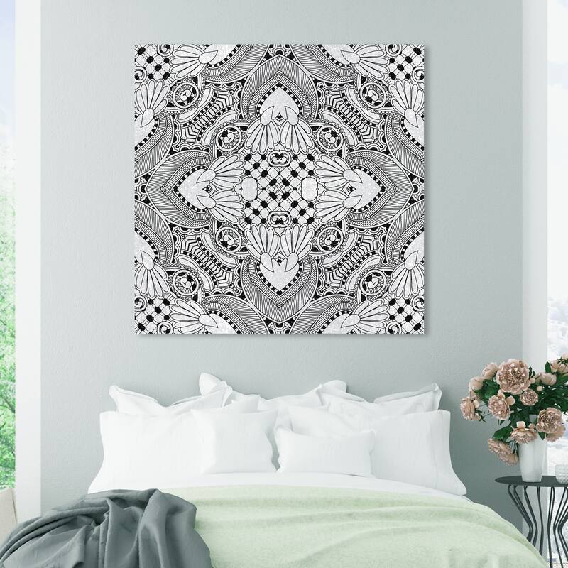 Wynwood Studio Canvas Abstract Deco Shine Onyx Black and Modern & Contemporary Wall Art Canvas Print - 40 x 40