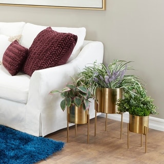 Gold Black White or Silver Iron Glam Contemporary Planter (Set of 3) - S/3 18", 14", 12"H