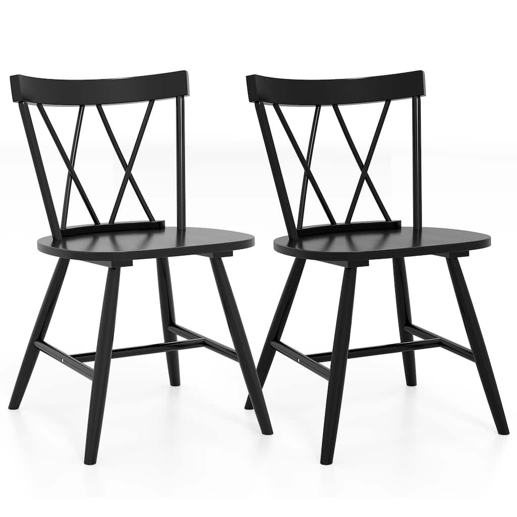 Costway Dining Chairs Set of 2/4 Farmhouse Kitchen Chair with Rubber