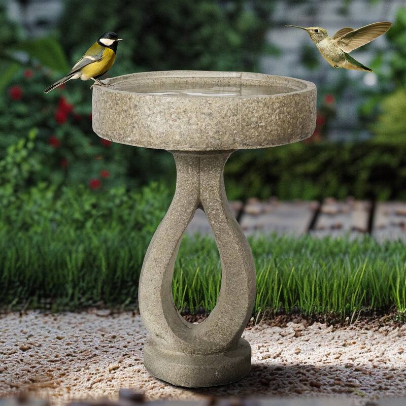 21.8" H Outdoor Concrete Bird Bath - Perfect for Adding Interest to Garden, Patio, Backyard, Porch and Deck