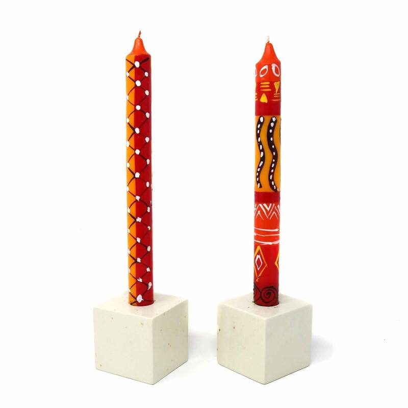 Unscented Hand-Painted Dinner Candles, Set of 2