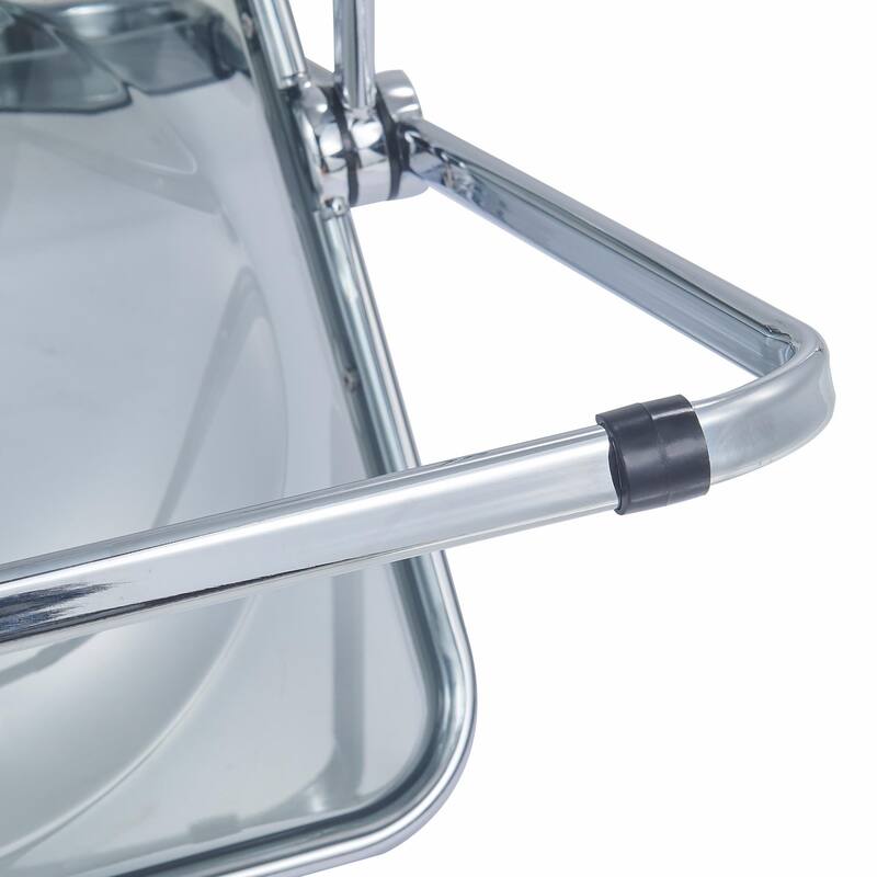 Acrylic Folding Dining Chair with Chrome Frame Set of 4 Lawrence Series by LeisureMod