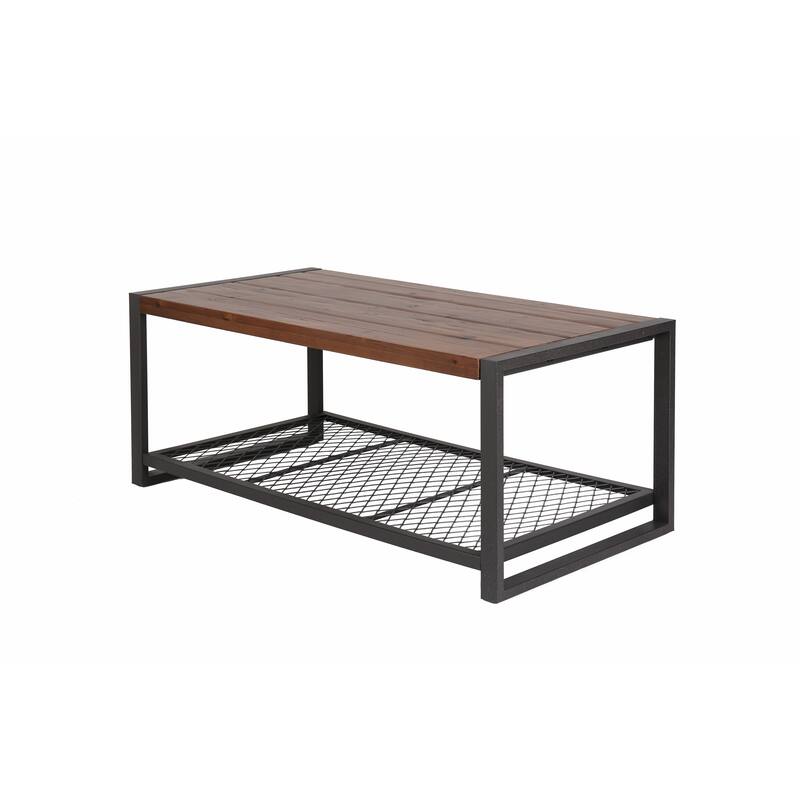 Console Coffee Table with a Natural Reclaimed Wood Finish - Natural