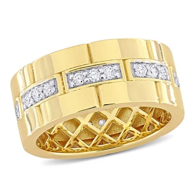 Miadora 4/5ct TDW Diamond Dome Lattice Ring in 14k Yellow Gold