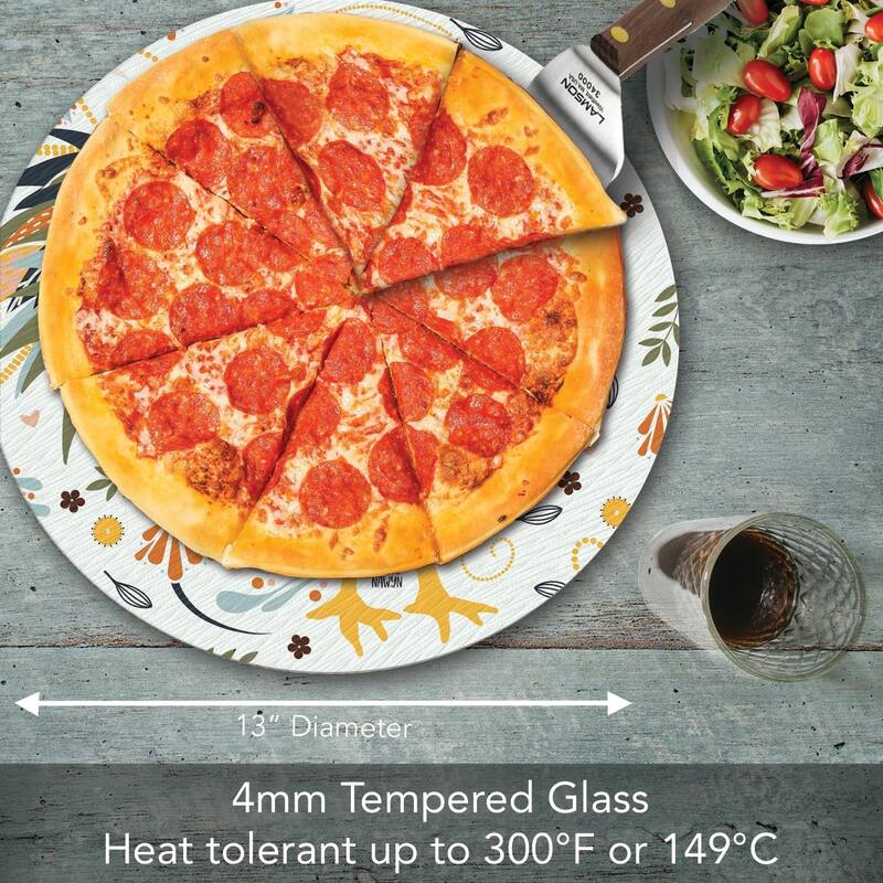 Rise & Shine Rooster 4mm Heat Tolerant Tempered Glass Lazy Susan Turntable 13" Round Condiment Caddy Cake Plate Pizza Stand