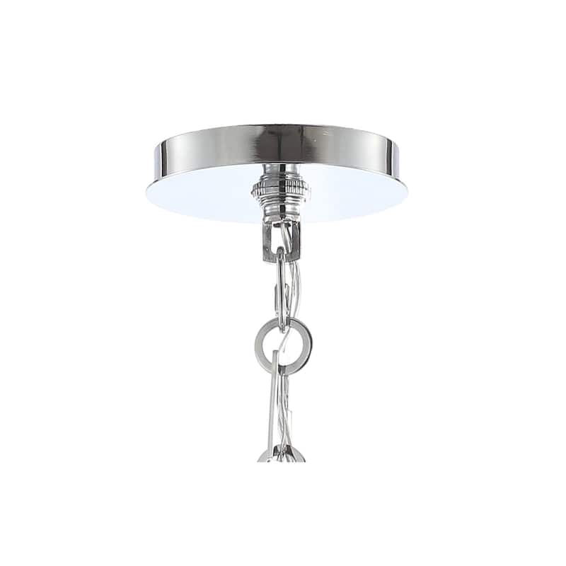 Gabrielle 4-Light 20" Adjustable Scalloped Shade Metal LED Pendant, Chrome/White by JONATHAN Y