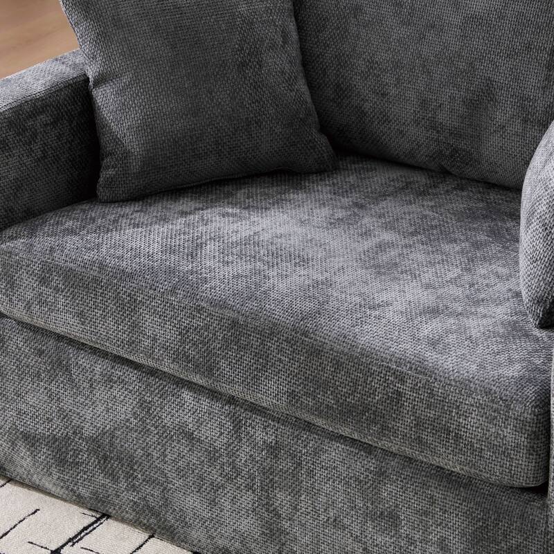 45.3"W Modern Chenille Leisure Chair, Reading ArmChair with 3 Pillows