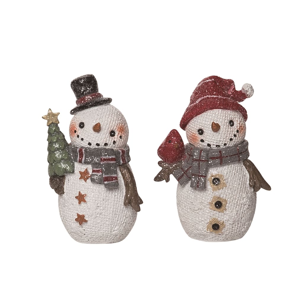 Transpac Resin Melty Snowman Family Figurine Set of 2 Christmas Home Decorations