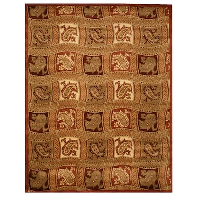 Red Transitional Oriental Fazel Area Rug - 7' 9 x 9' 9