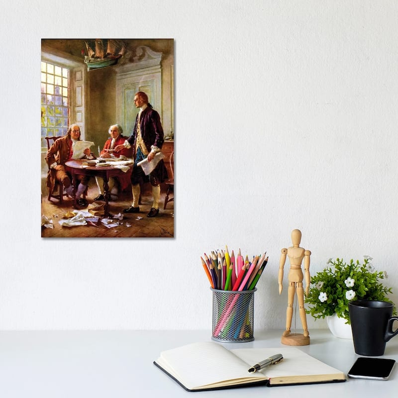 iCanvas "Restored Vector Painting Of The Writing Of The Declaration Of Independence" by John Parrot Canvas Print - 12x8x0.75