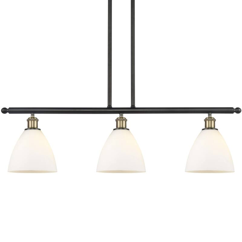 Innovations Lighting 516-3I-11-36 Bristol Linear Bristol Glass 3 Light - Black Antique Brass / Matte White