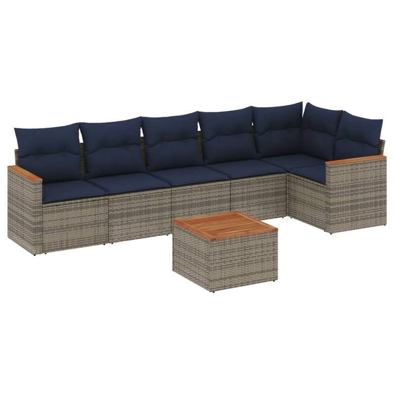 vidaXL Patio Sofa Set with Cushions Outdoor Conversation Furniture Poly Rattan - 24.4x 24.4x 27.2