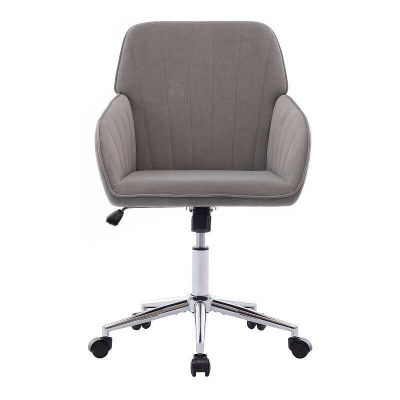 Adjustable Velvet Office Chair - Ergonomic Swivel Design for Home and Bedroom