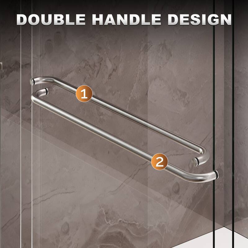 Elegant Double Sliding Shower Door Brushed Nickel Finish Framed With 1/4 inch Clear Tempered Glass