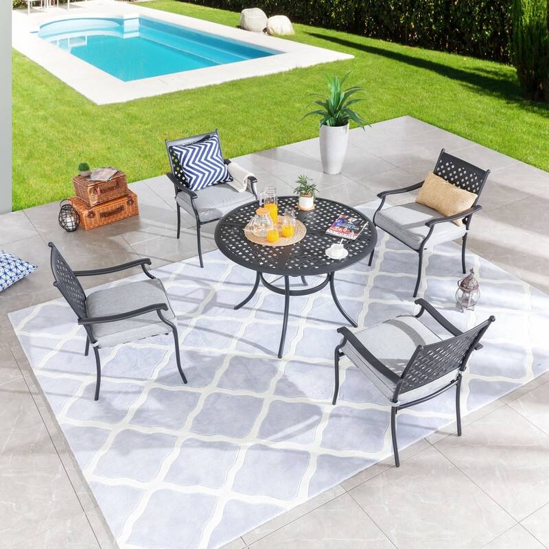 PATIO FESTIVAL 5-Piece Black Steel Outdoor Dining Set