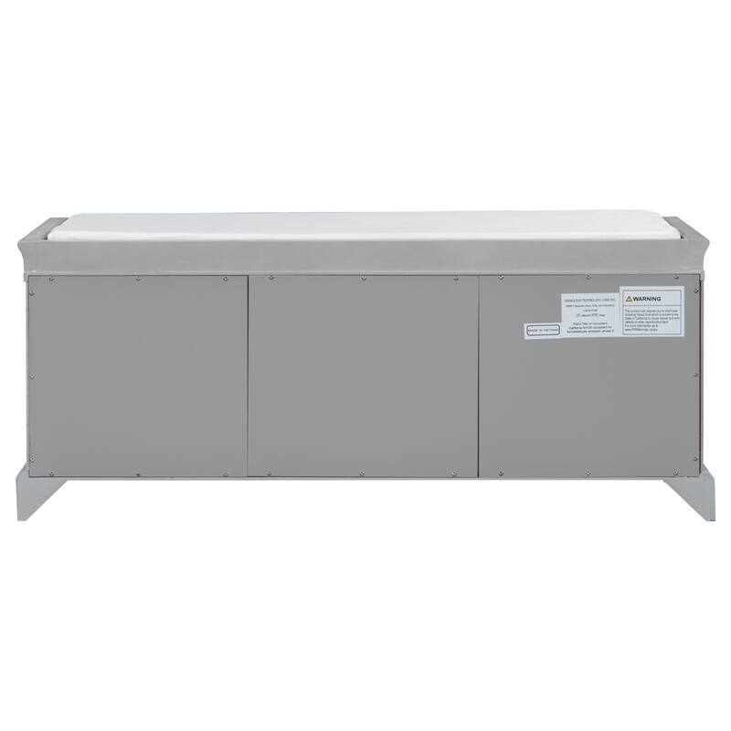 Storage Bench with 2 Drawers, 2 Cabinets and Removable Cushion - 42.5"L x 15.9"W x 17.5"H