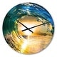 preview thumbnail 9 of 8, Designart 'Colored Ocean Waves Falling Down II' Modern Seashore Wall CLock 16 in. wide x 16 in. high