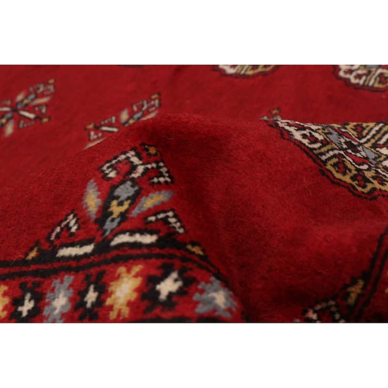 ECARPETGALLERY Hand-knotted Peshawar Bokhara Red Wool Rug - 6'9 x 10'7