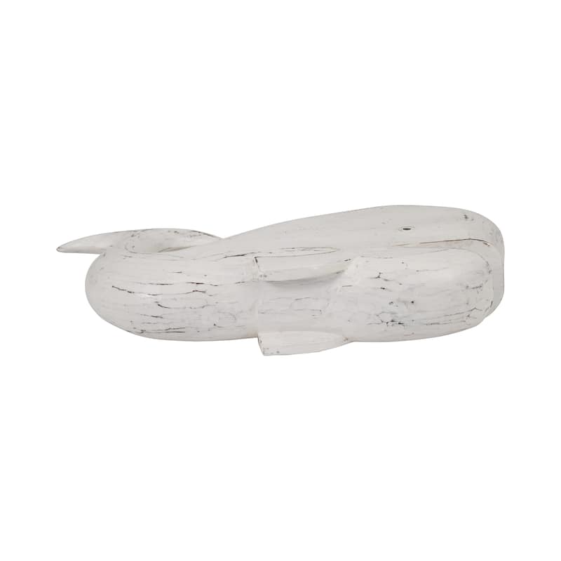 Sagebrook Home Coastal Albasia Wood 15-Inch Nautical Tail Up Whale Figurine - 15" x 3" x 9"