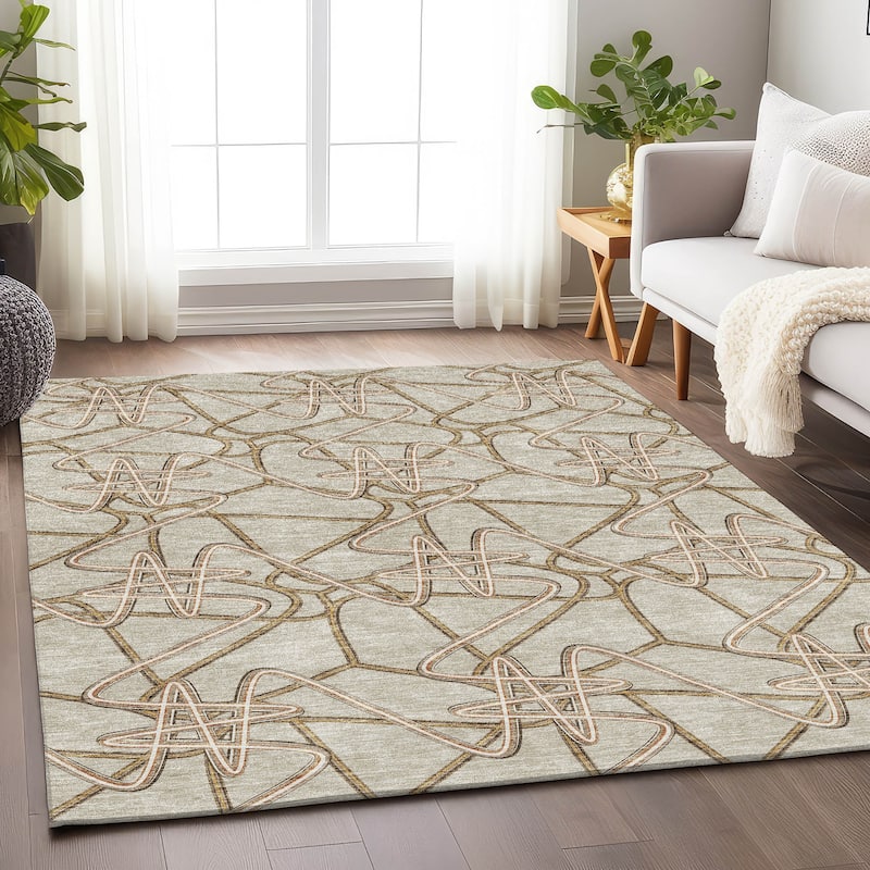 Premium Washable Super Soft Modern Maze Mayfield Rug - Beige - 9' x 12'