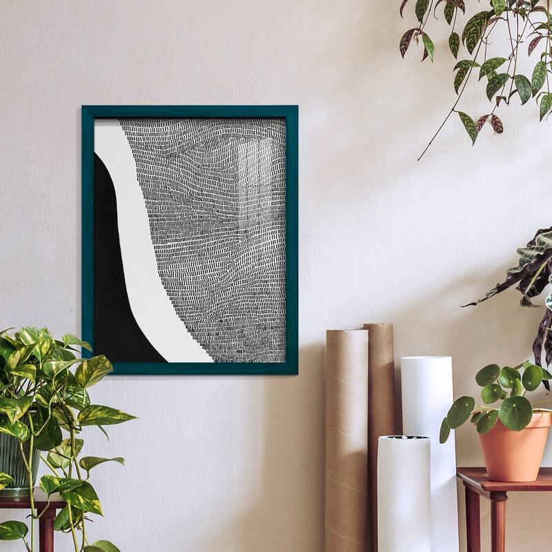 Black & White Abstract I -Framed Print w/glass-Cherry Red