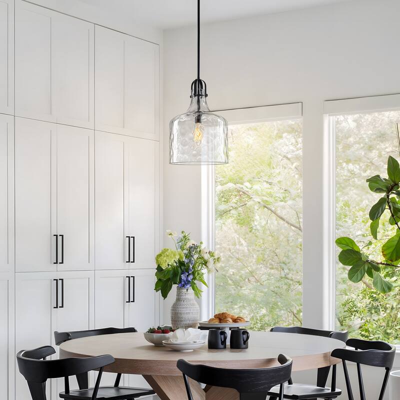 Starsky 1-Light 11.81in. Modern Globe Single Clear Hammered Glass Pendant