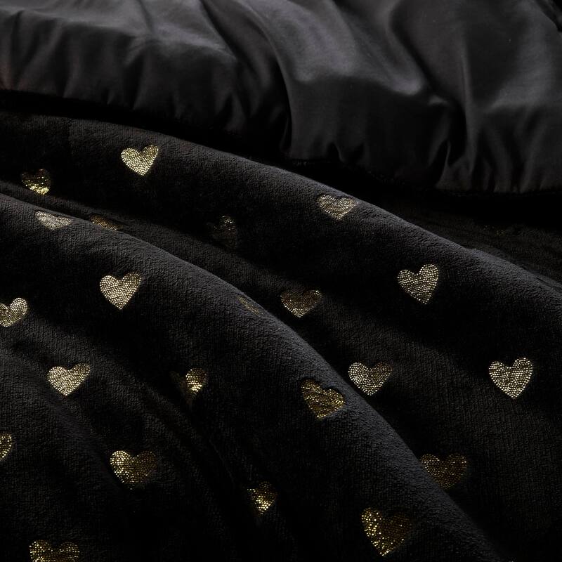 3 PCS Twin/Twin XL Metallic Printed Plush Comforter Set with Throw Pillow