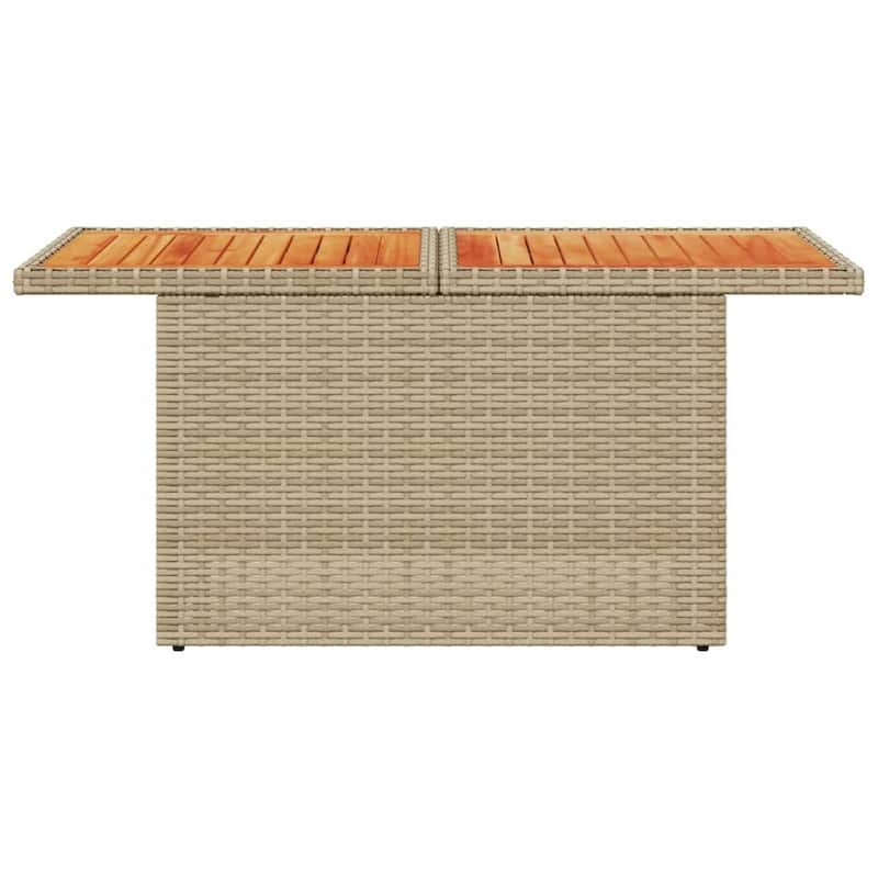 vidaXL Patio Table Rectangular Backyard Garden Poly Rattan and Acacia Wood - 39.4 x 21.7 x 28.7 in