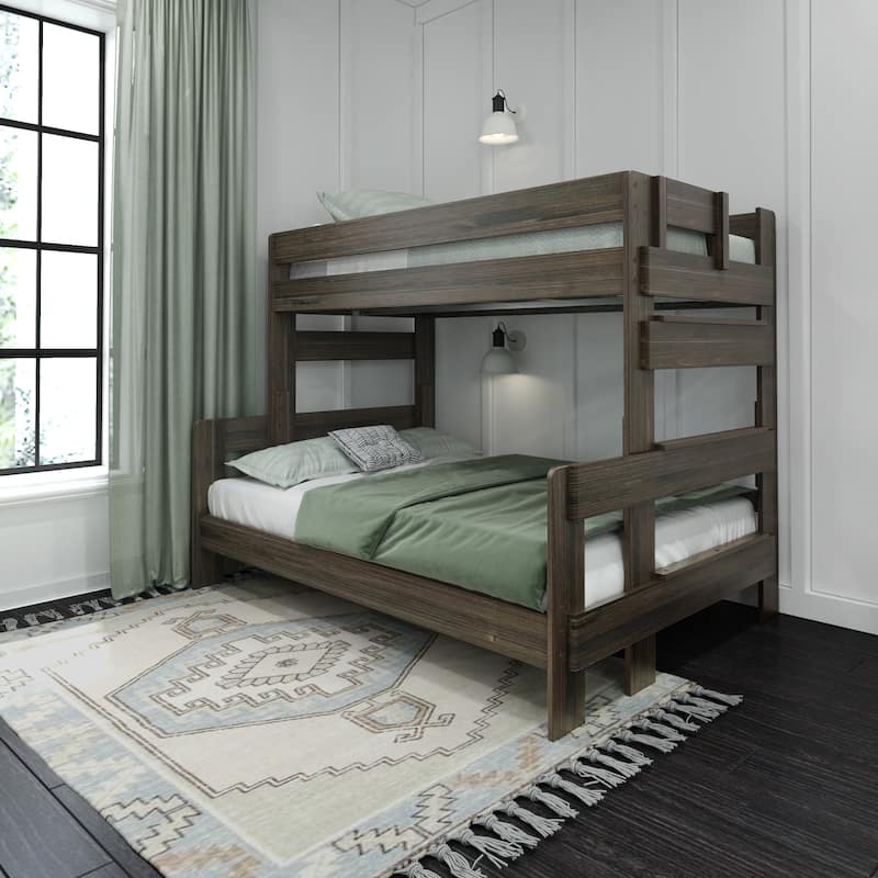 Max and Lily Farmhouse Twin over Full Bunk Bed - Barnwood Brown