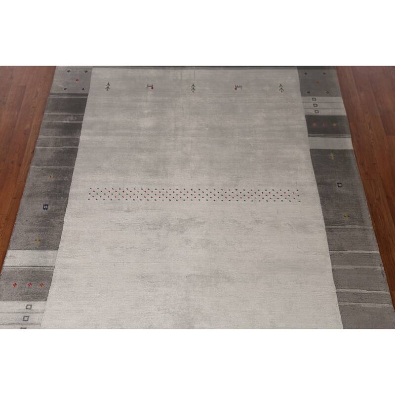Little Animals Gabbeh Indian Area Rug Hand-Knotted Wool Carpet - 5'3" x 7'7"
