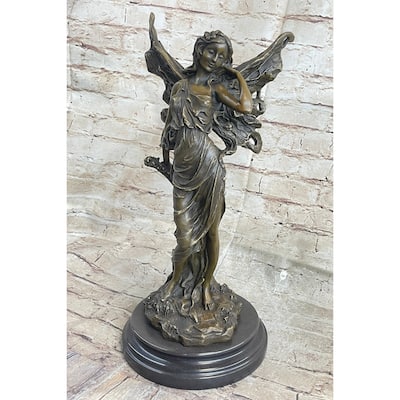 Fantasy Bronze Fairy Girl Bronze Sculpture Statue Figure Signed Art Decor