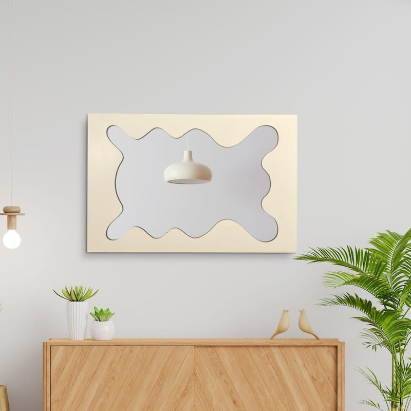 Decorative Irregular Scalloped Wall Mirror - 40 x 26 Inches