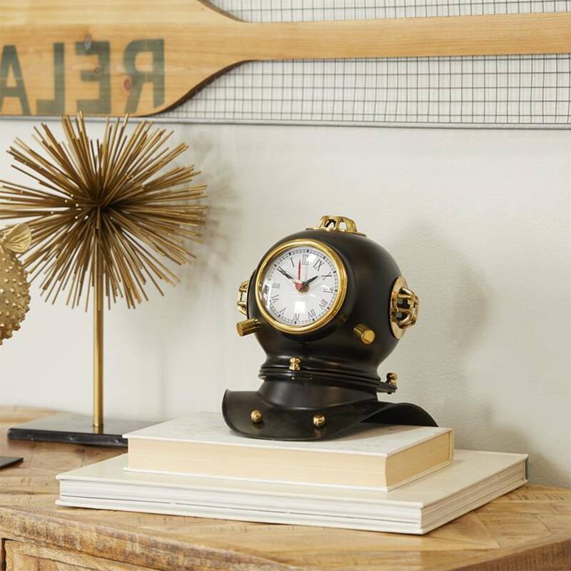 US Navy Mark V 8-inch Diving Helmet Coastal Decor Table Clock