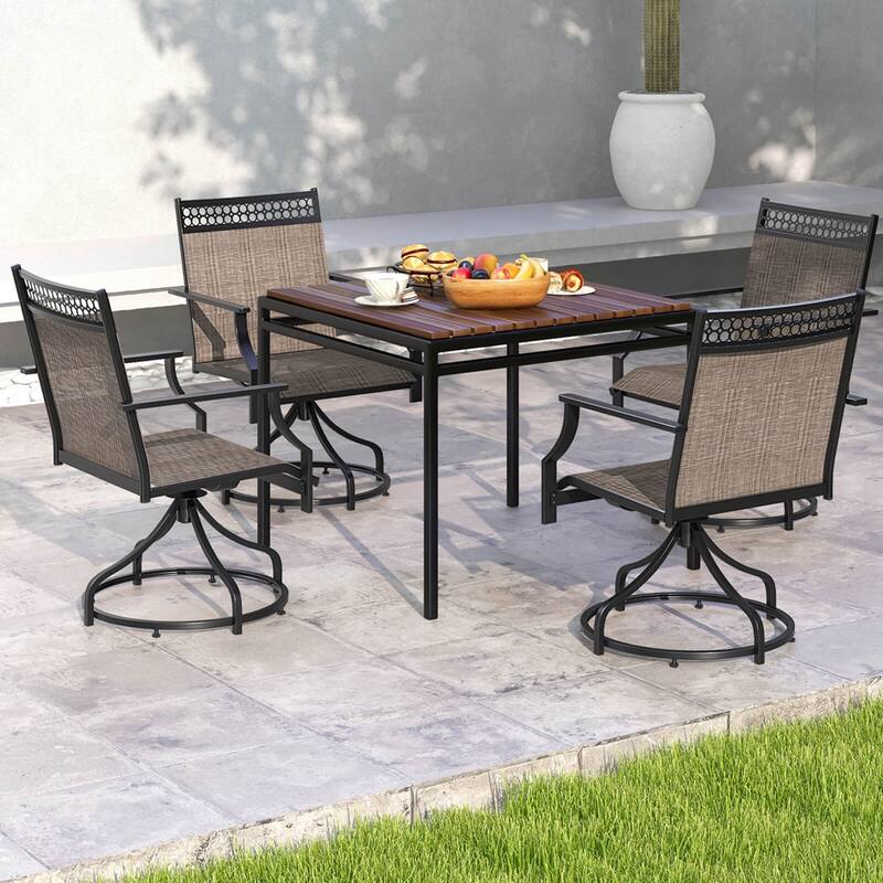 Costway Patio Swivel Dining Chairs Set of 2 with Quick-Drying Fabric - 2 PCS