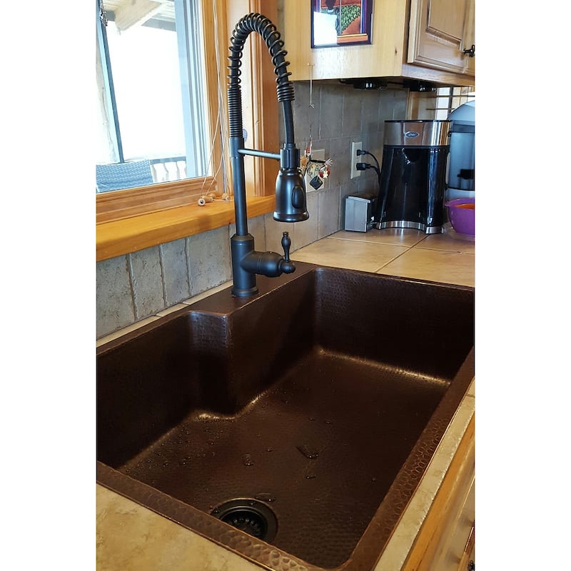 33-in Hammered Copper Single Basin Kitchen Sink w/ Space For Faucet (KSFDB33229)