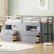 preview thumbnail 3 of 30, Double loft bed with 4 drawers under cabinets and shelves, white