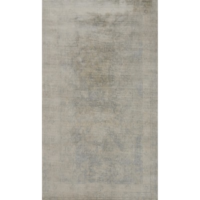 Hand-knotted Modern Silk Beige Abstract Oriental Area Rug - 7' 11'' X 4' 11''