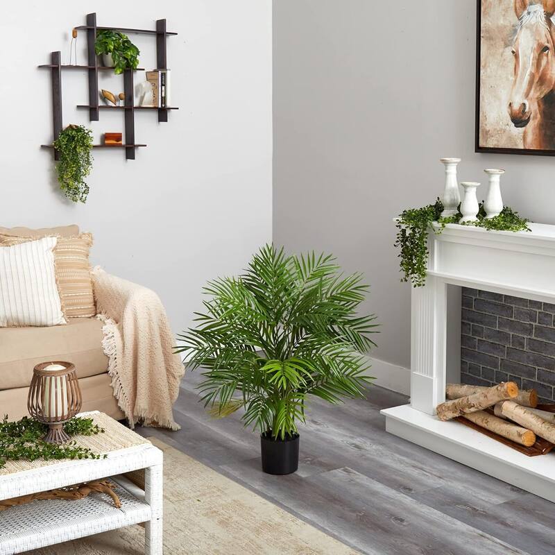 Modern Silk Palm Tree 6Ft - Realistic Artificial Palm Tree for Home Office Decor - Lush Greenery - 6ft.