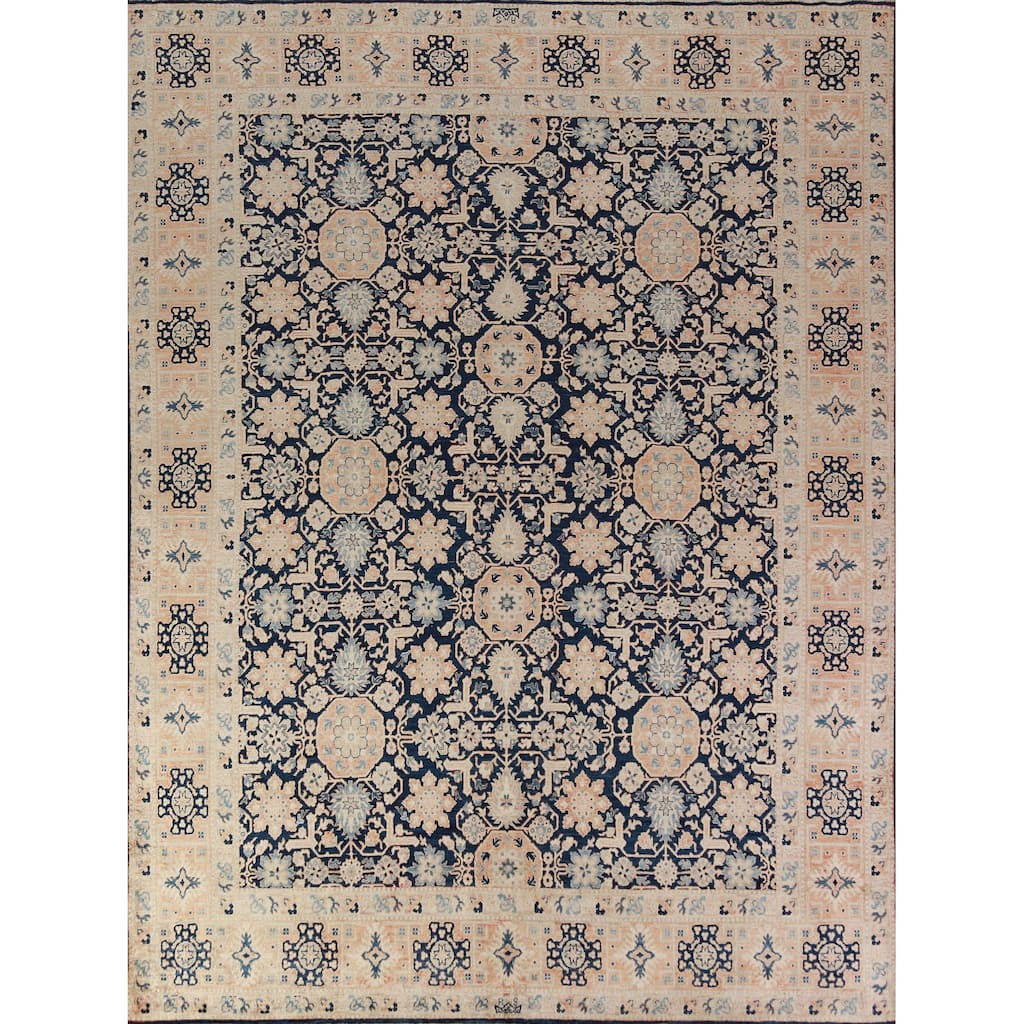 Vegetable Dye Blue Ziegler Oriental Area Rug Hand-Knotted Wool Carpet - 8'1"x 10'1"