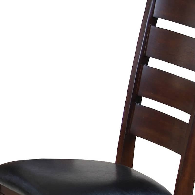 Faux Leather Ladder Back Side Chairs and Solid Wood Set of 2 - 23” L x 20” W x 40” H