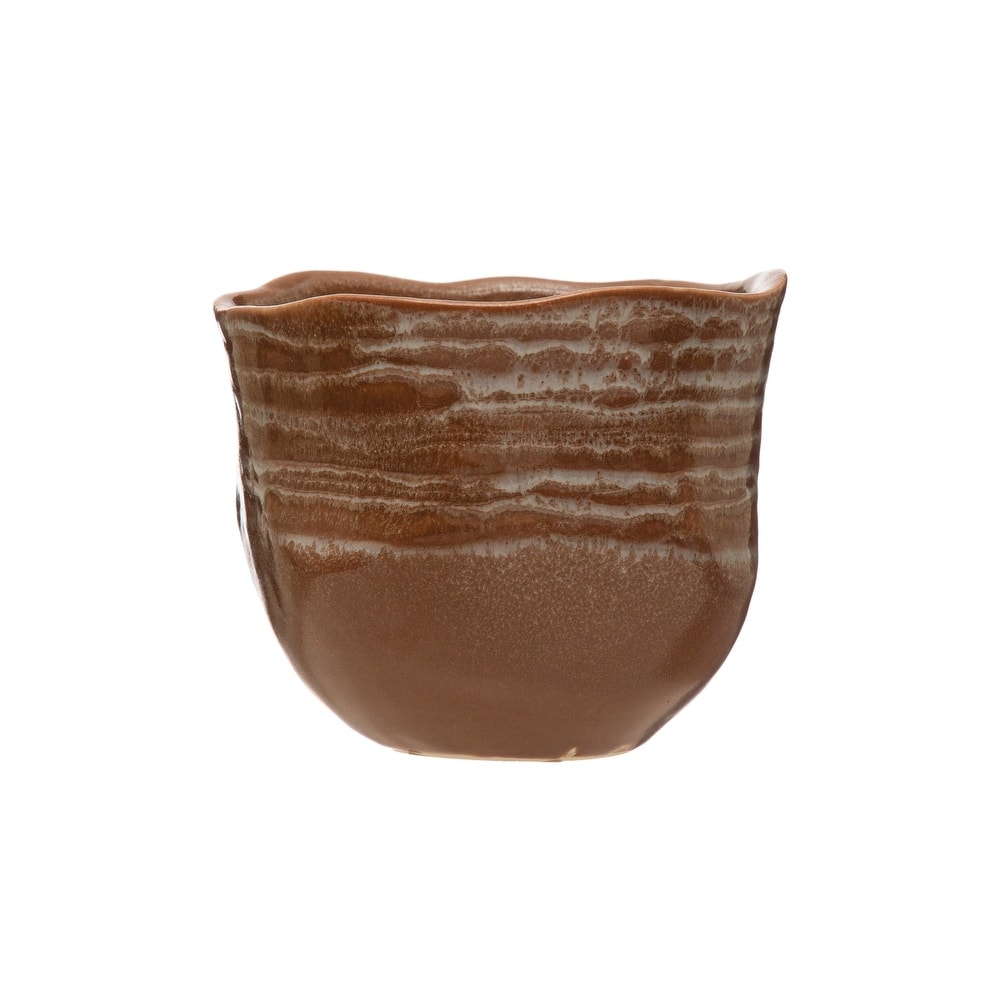 Edge Stoneware Planter - 5.1"L x 5.1"W x 4.4"H