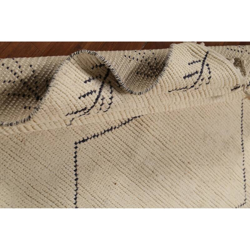 Moroccan Oriental Area Rug Handmade Abstract Wool Carpet - 5'11"x 9'8"