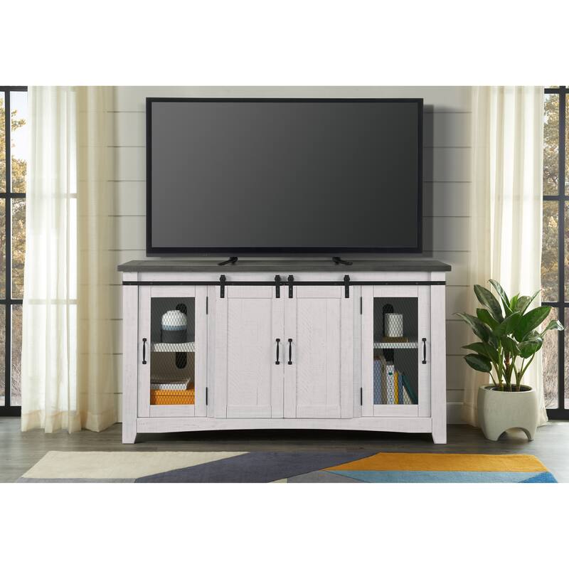 Rustic Farmhouse 65-Inch Wide Solid Wood TV Stand