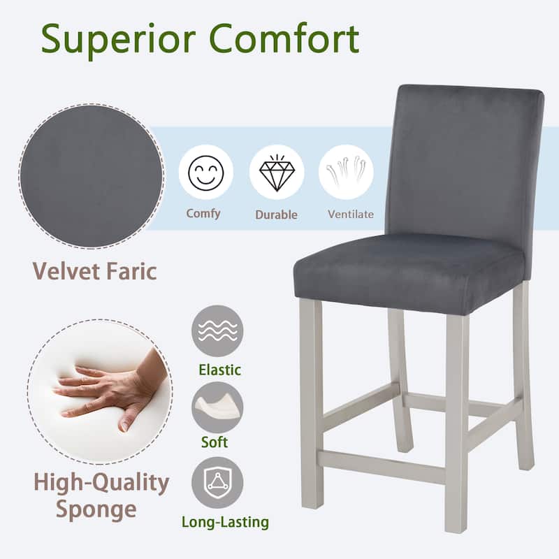 GDFStudio - Noir Modern Upholstered Wood Counter Height Dining Chairs Set, Padded Seat & Non-slip Feet Pads, Set of 4