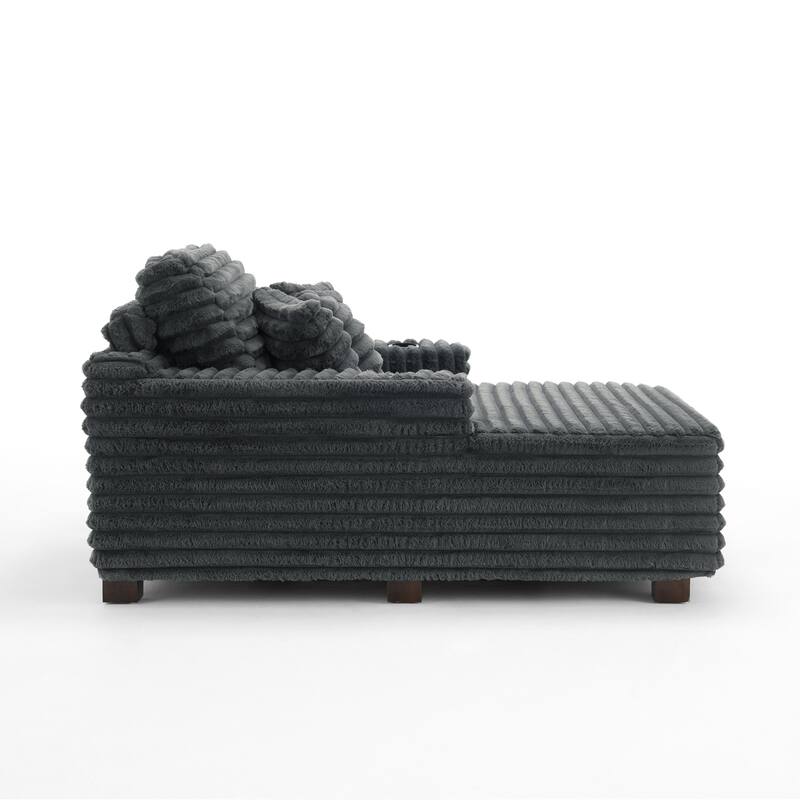 53" Upholstered Chaise Lounge Indoor Sofa with Pillows