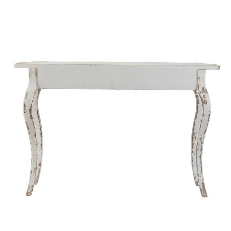 30 Inch Console Table, Fir Wood, Rectangle, Curved Legs, Distressed ...