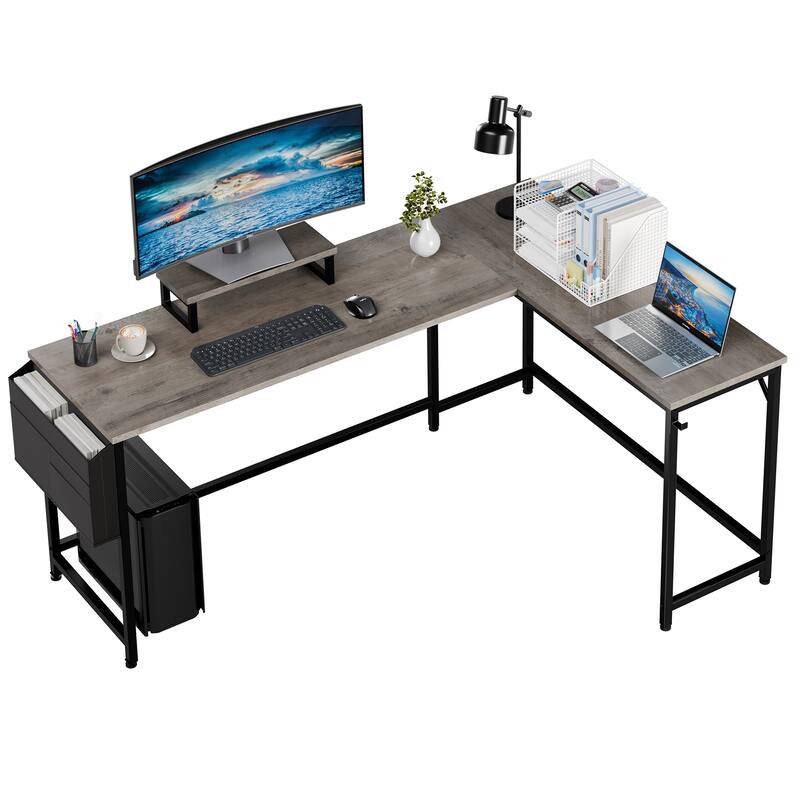 Futzca L Shaped Computer Desk with Monitor Stand