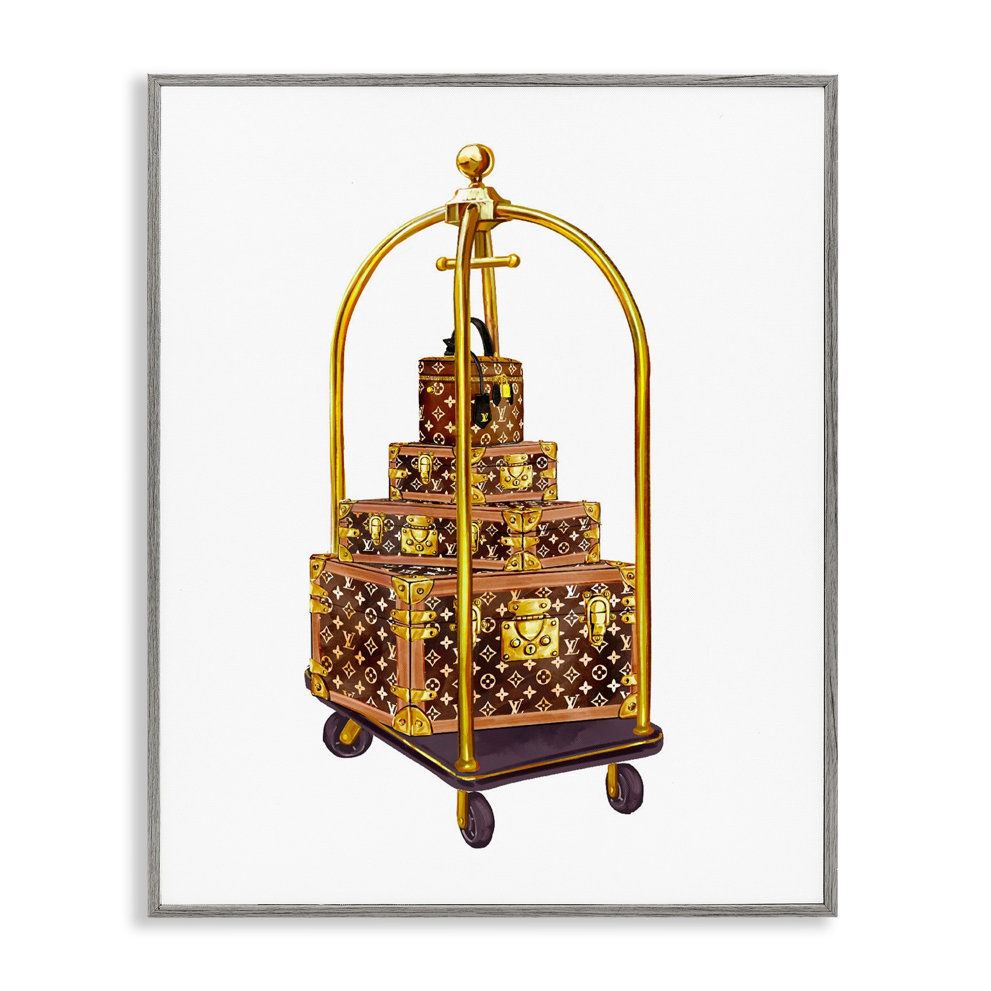Stupell Glam Hotel Luggage Framed Giclee Art Design By Ziwei Li