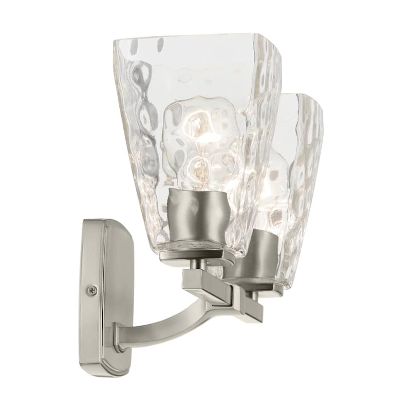 Kichler Lighting Marant 14.25" 2-Light Vanity Light with Clear Water Glass in Brushed Nickel