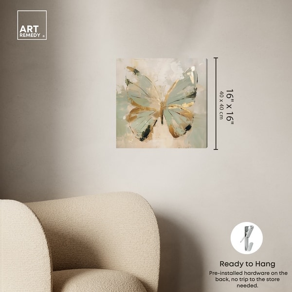 dimension image slide 3 of 6, Sage Butterfly Colorful Canvas Wall Art by Art Remedy, Gallery Wrapped